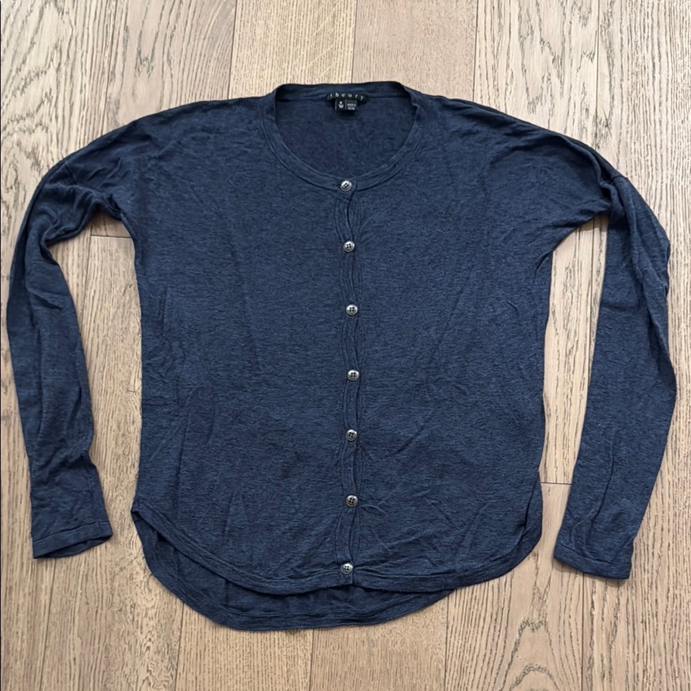 Navy Navy Blue Button-Up Theory Cardigan size size small/P